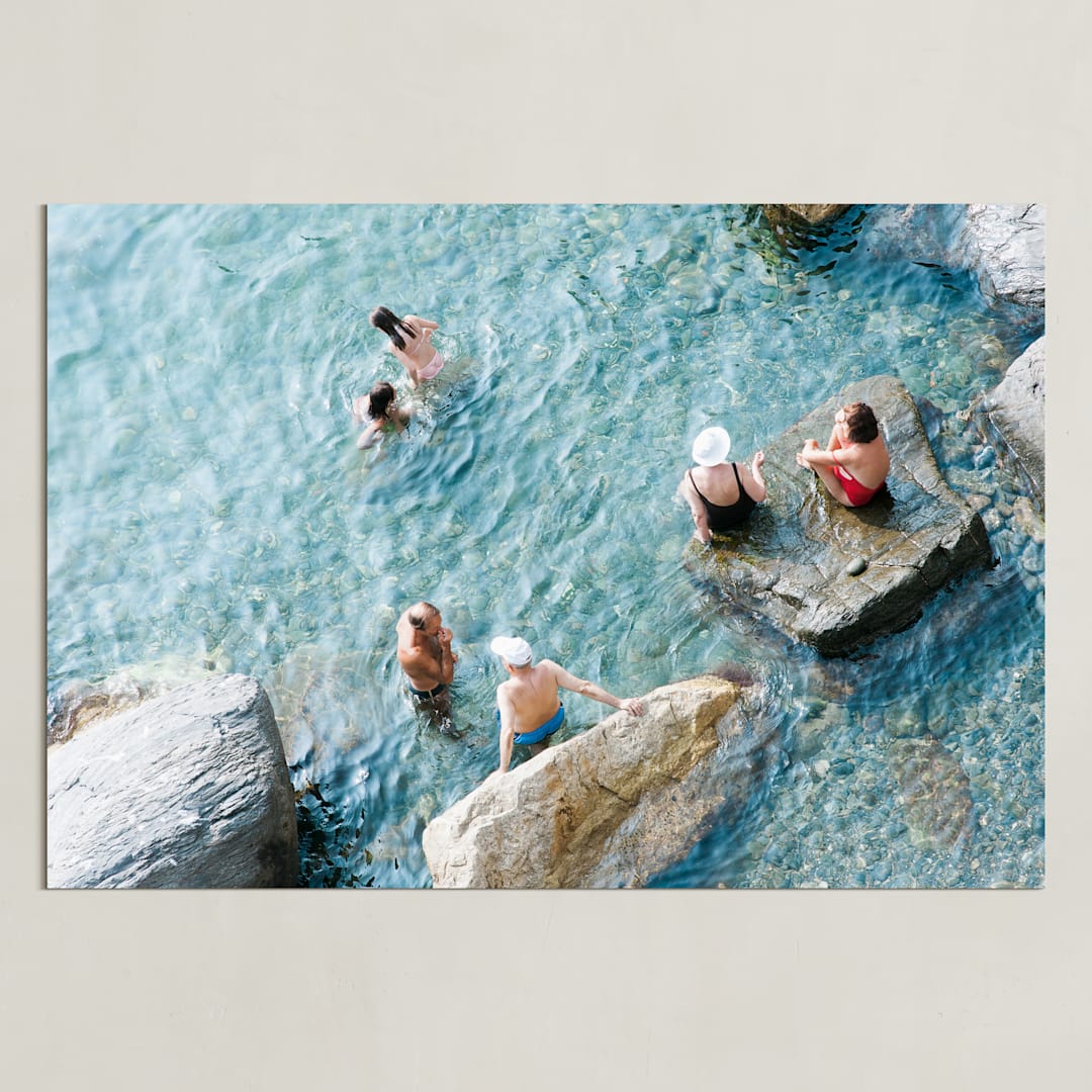 "Sunbathers" - Art Print in Turquoise by Jennifer Jacobson - Unframed