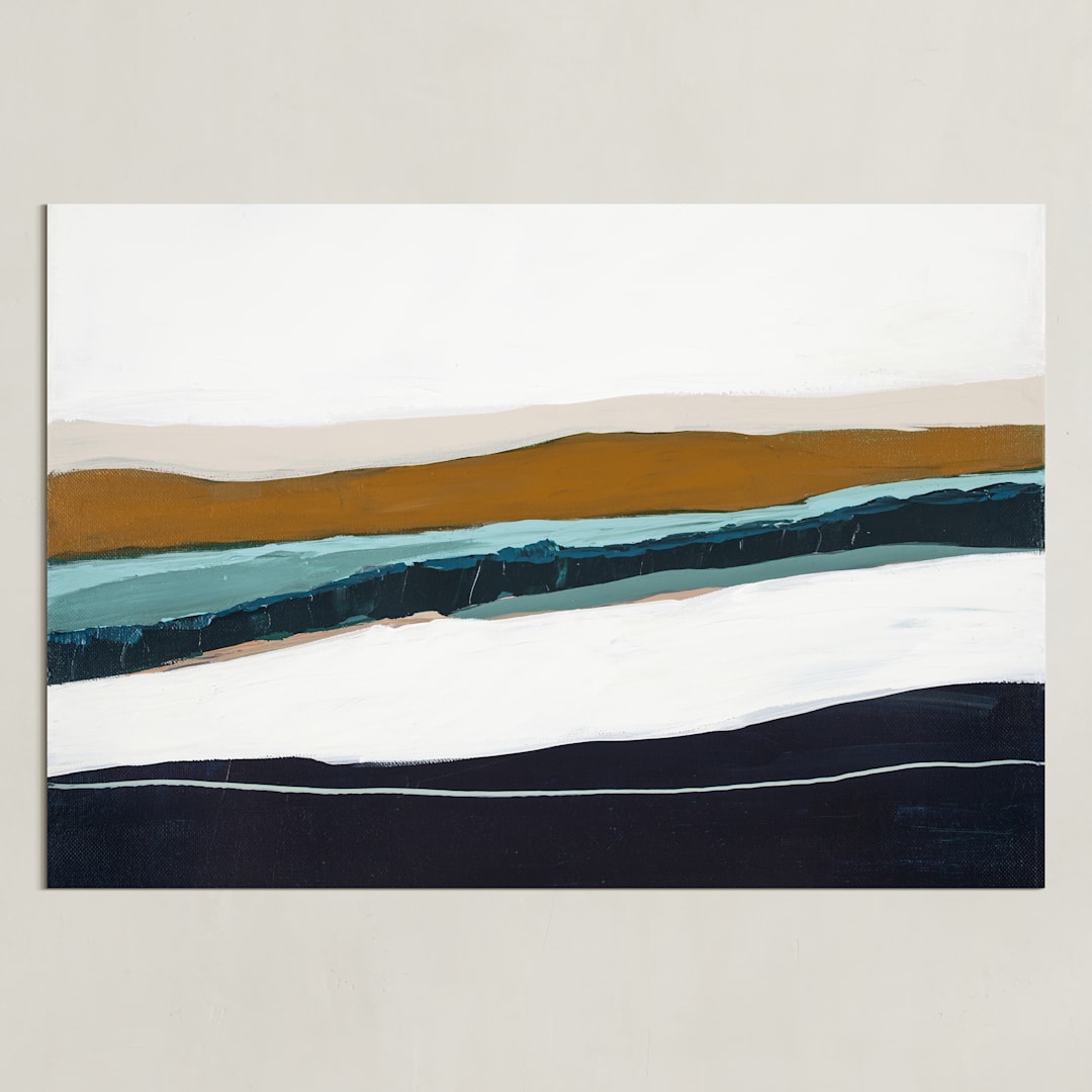 "Moonlight Seascape" - Art Print in Dark Navy Blue by Caryn Owen - Unframed