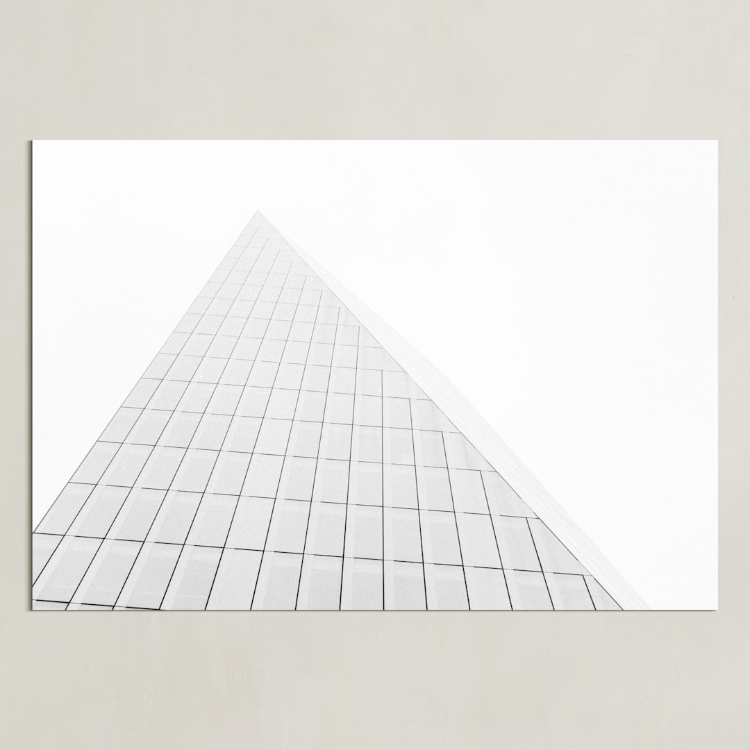 "Pyramid Building" - Art Print in Grey by Anna Western - Unframed