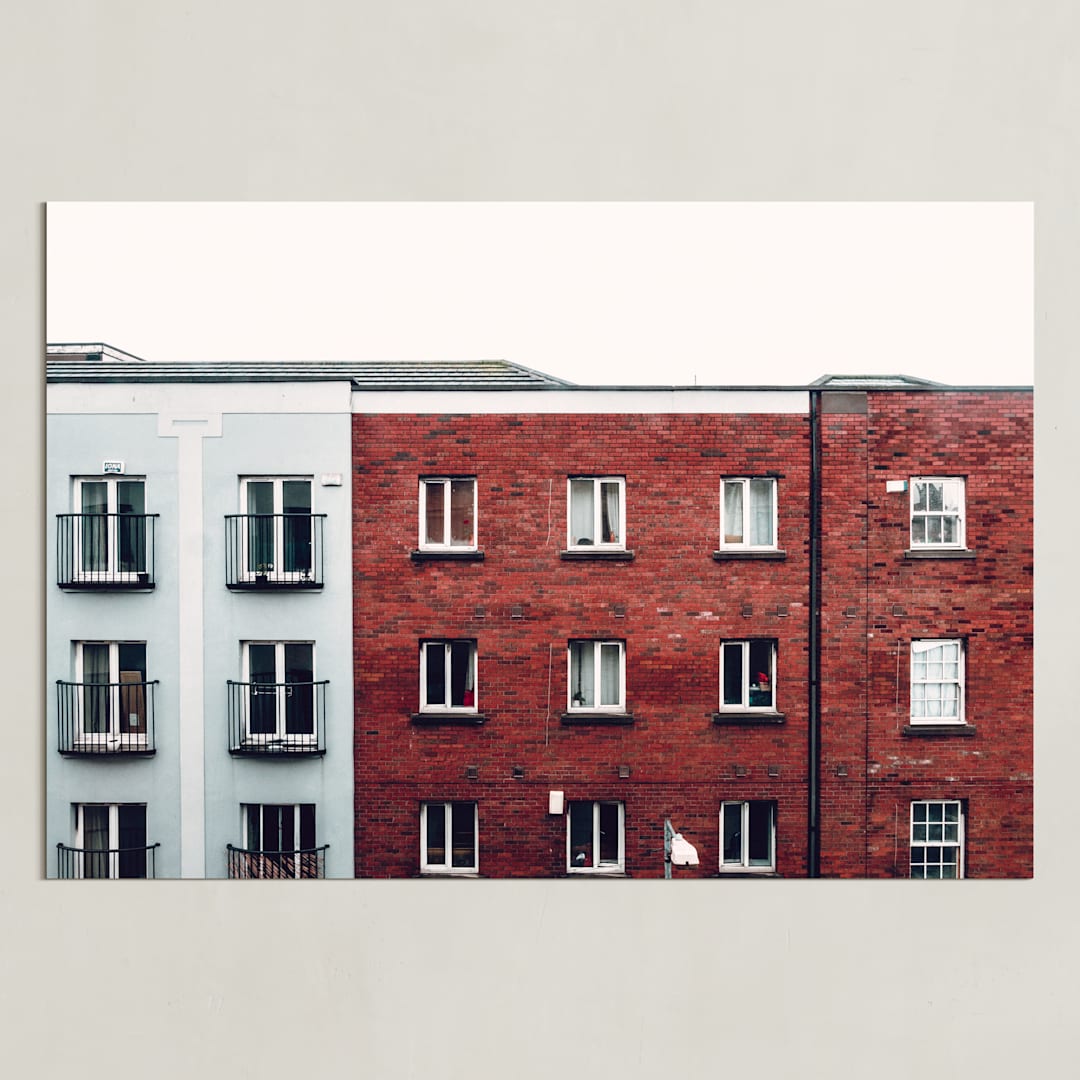 "Windows of Dublin" - Art Print in Red Brick by Monday Project - Unframed