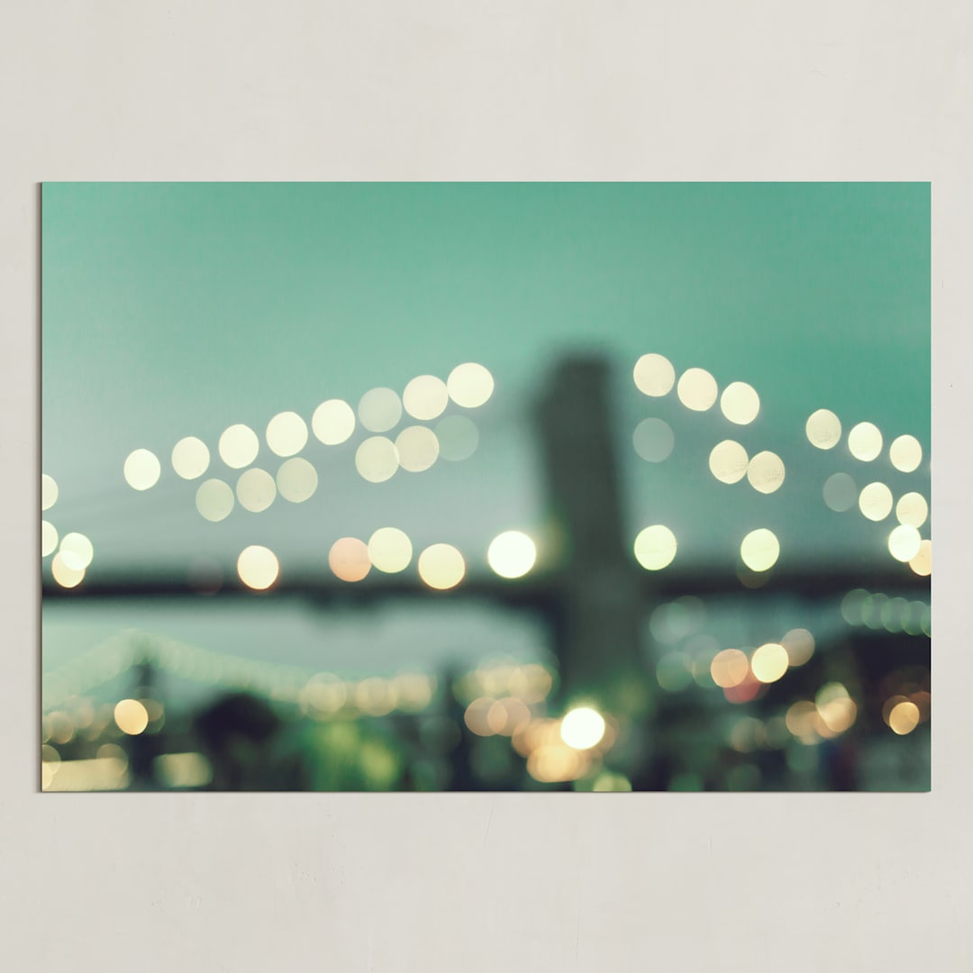 "NYC Dusk" - Art Print in Dark Mint by Caroline Mint - Unframed