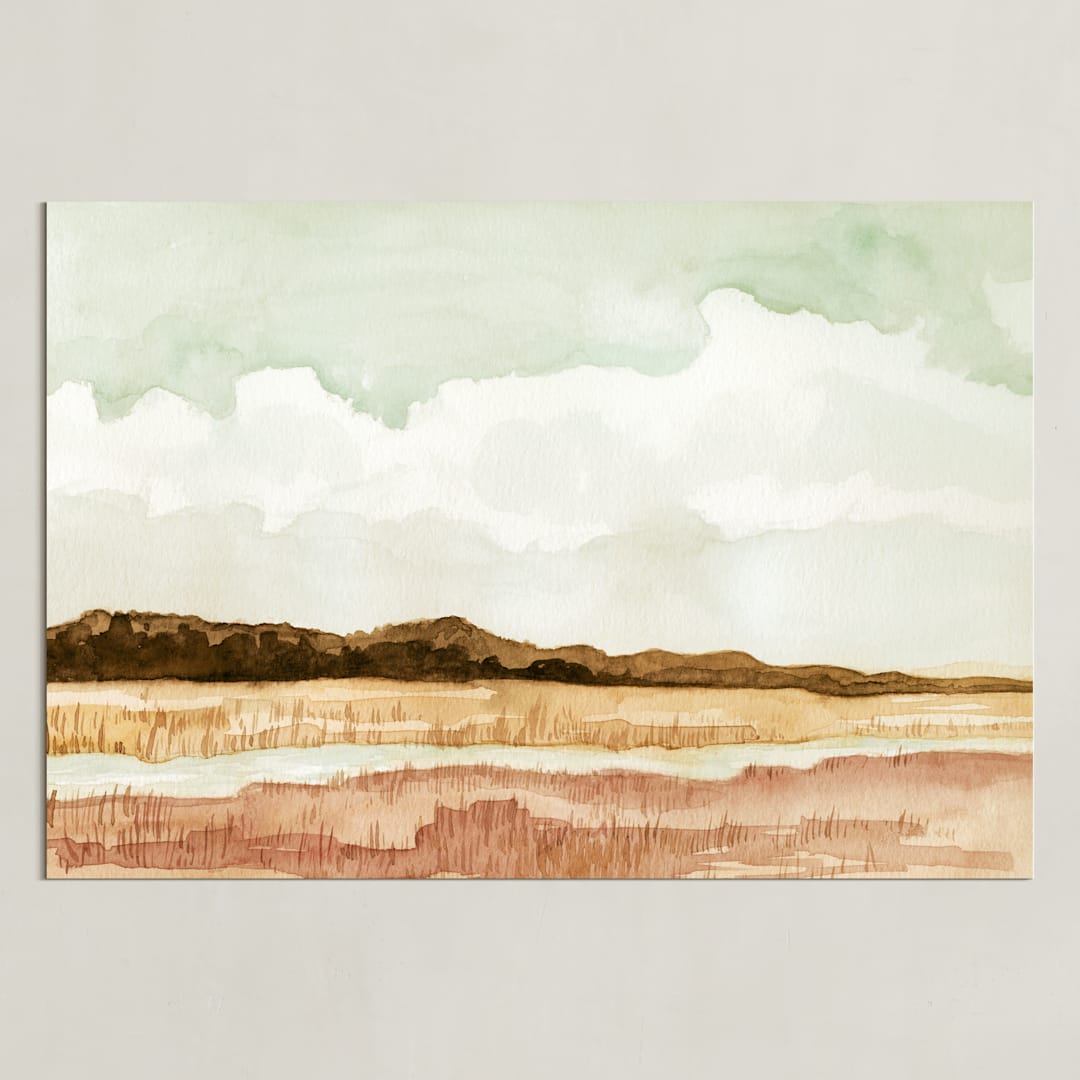 "Wetland" - Art Print in Golden Green by Field and Sky - Unframed