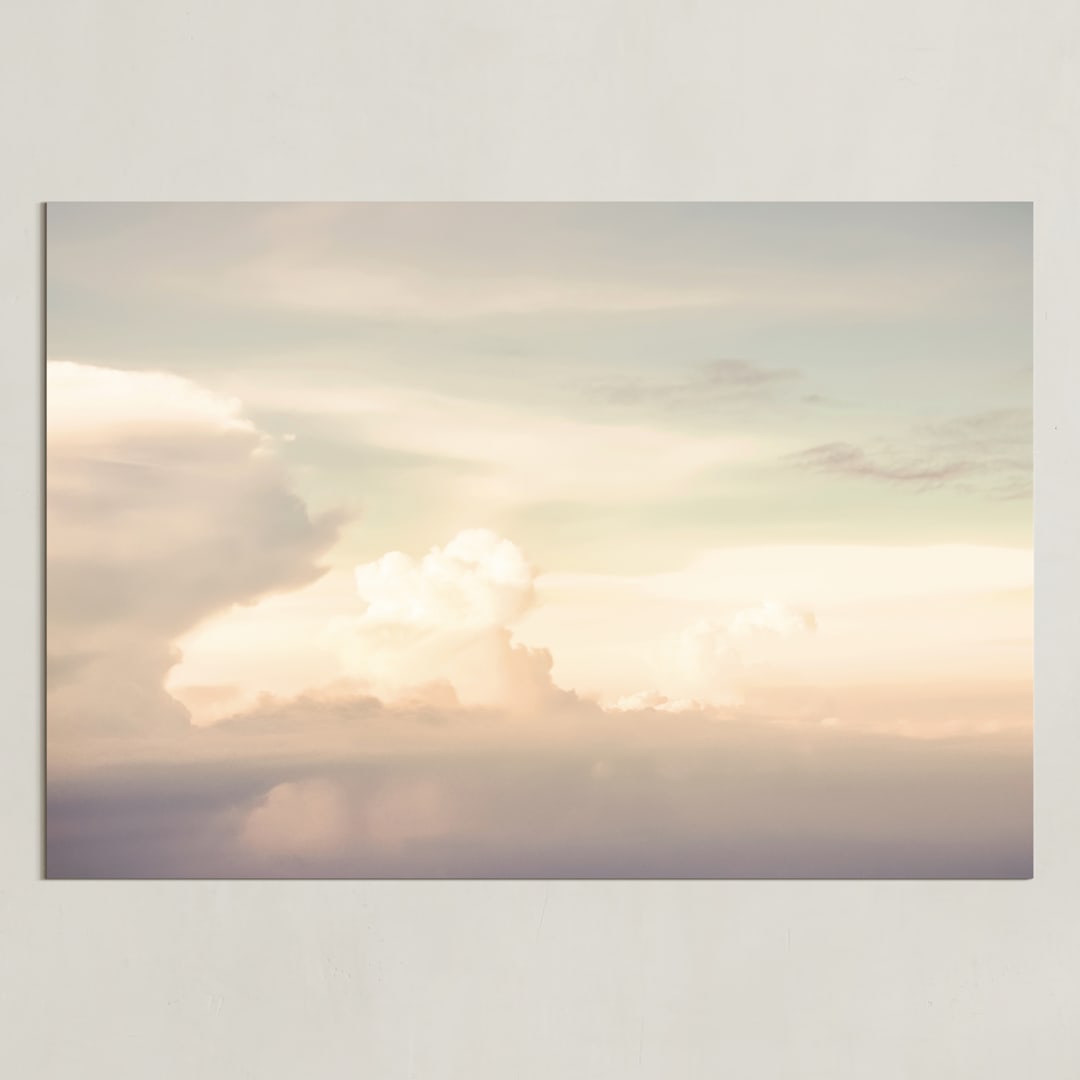 "Flying With Clouds" - Art Print in yellow by Qing Ji - Unframed