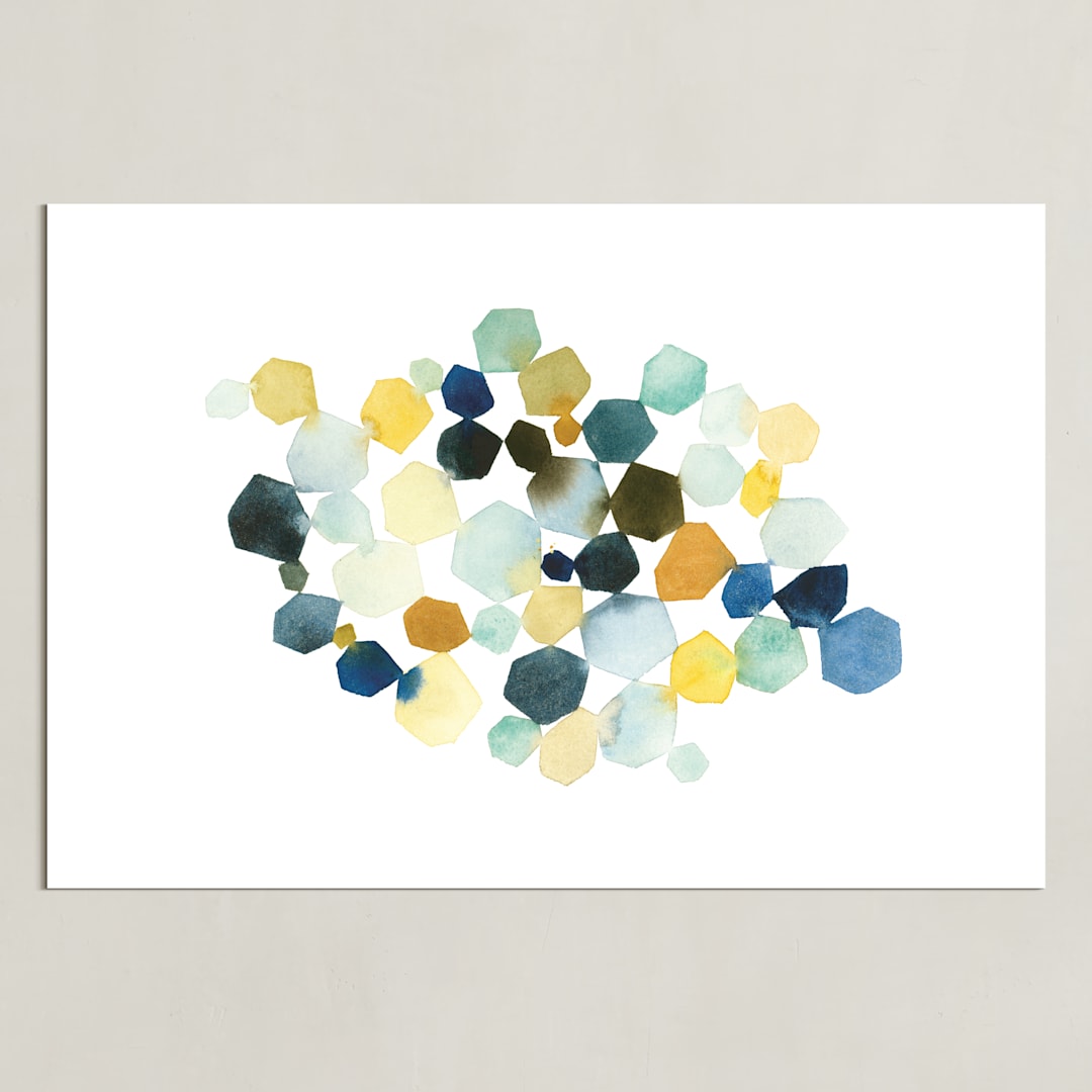 "Hexagon Cluster II" - Art Print in Yellow by Yao Cheng Design - Unframed