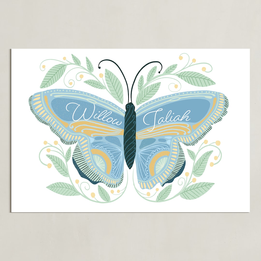 "Flutter & Fly" - Personalized Art Print in Sun and Sky by Blue Ombre co - Unframed