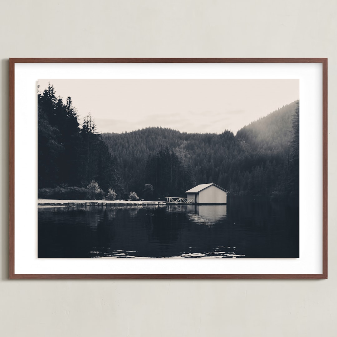 "Lakeside View" - Art Print in Deep Water by Sherley Ferreira - Framed