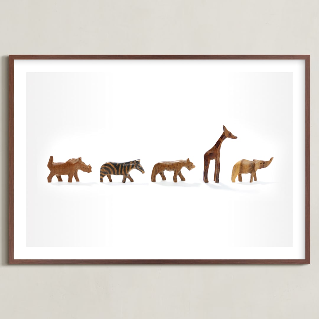 "Safari March" - Art Print in Wood by Katie Cooper Bussell - Framed