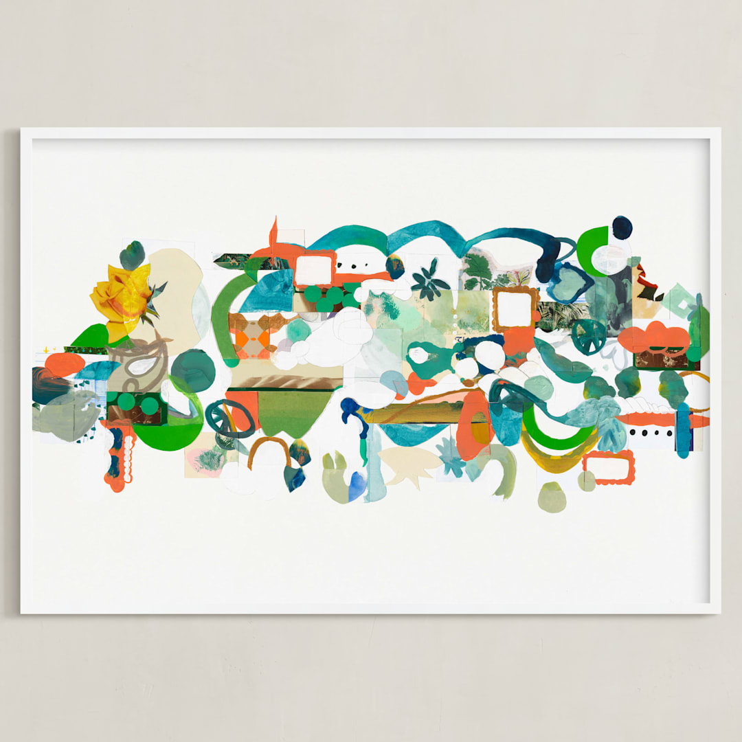 "Green Hills" - Art Print in Verdant Green by Erin McCluskey Wheeler - Framed