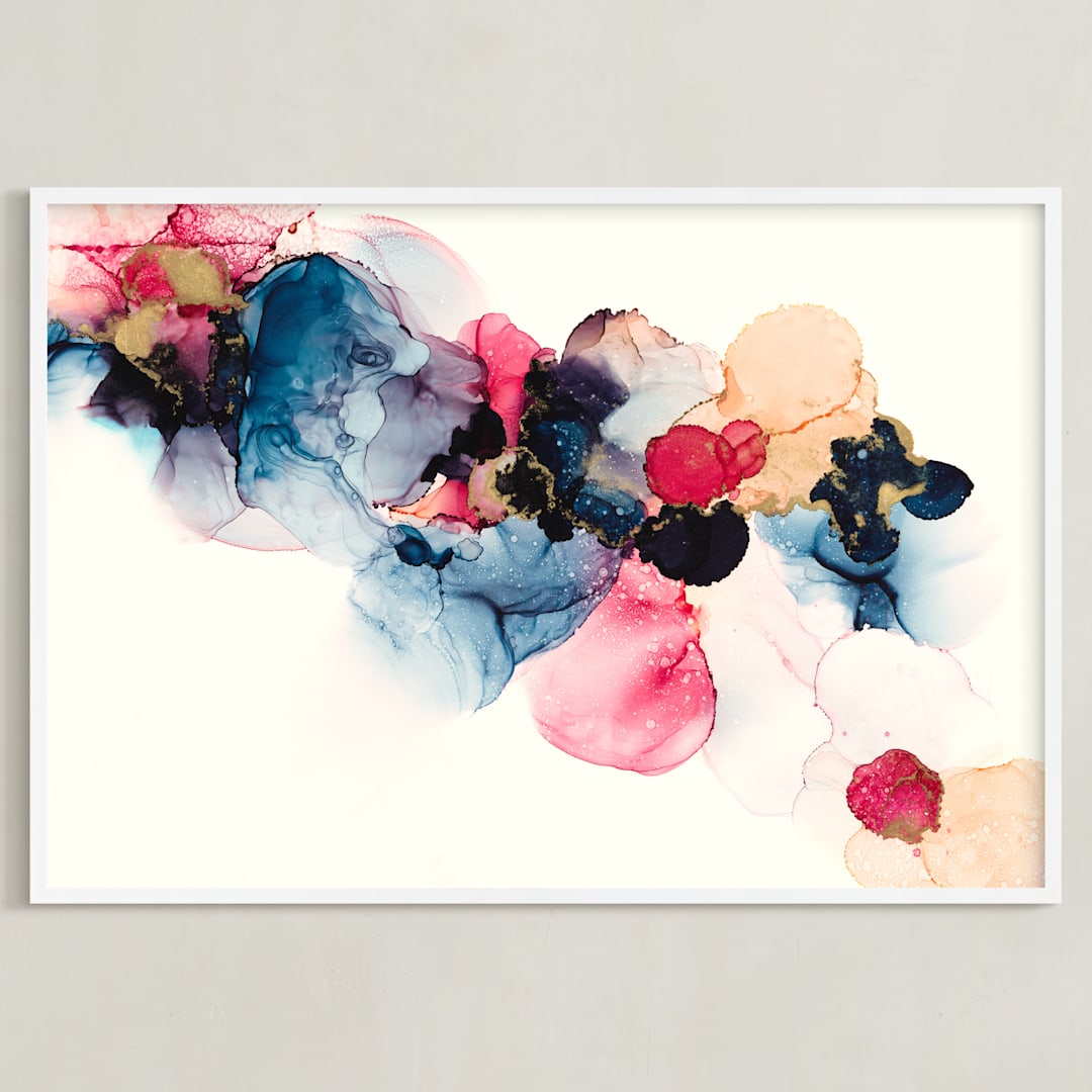 "Bloom Mixer" - Art Print in Sapphire Blue by Three Kisses Studio - Framed