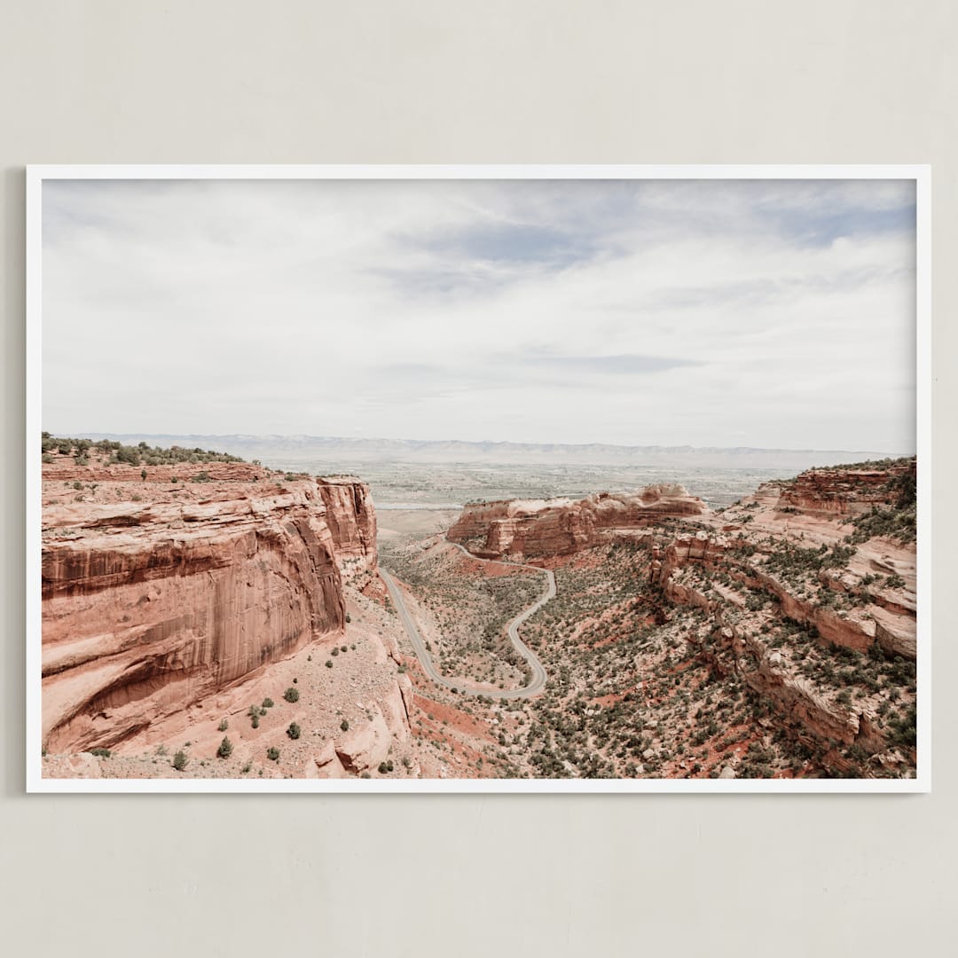 "Desert Horizon" - Art Print in Sand by Jamie Lollback - Framed