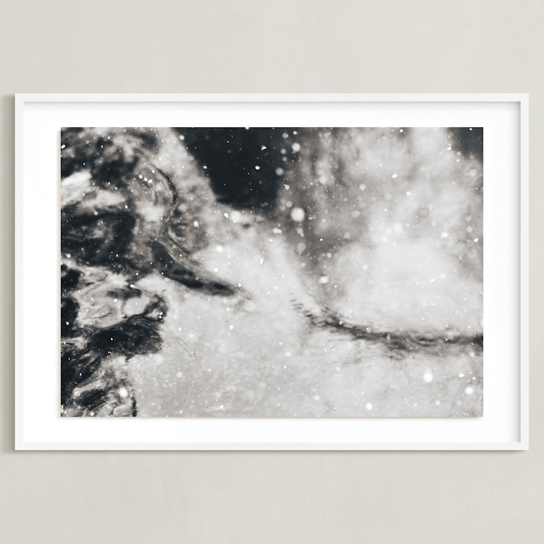 "At the Pond in Winter" - Art Print in Velvet Black by Jacquelyn Sloane Siklos - Framed