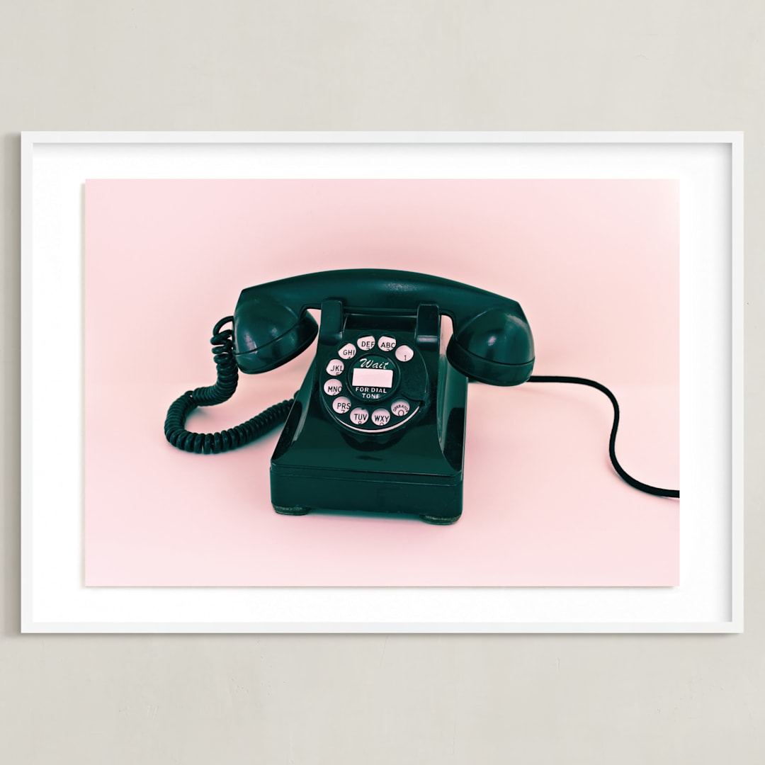"Call Me Maybe 3" - Art Print in Baby Pink by Deborah Chou - Framed