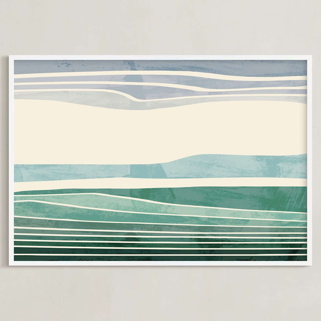 "Horizon 2" - Art Print in Aqua by Tatjana Koraksic - Framed