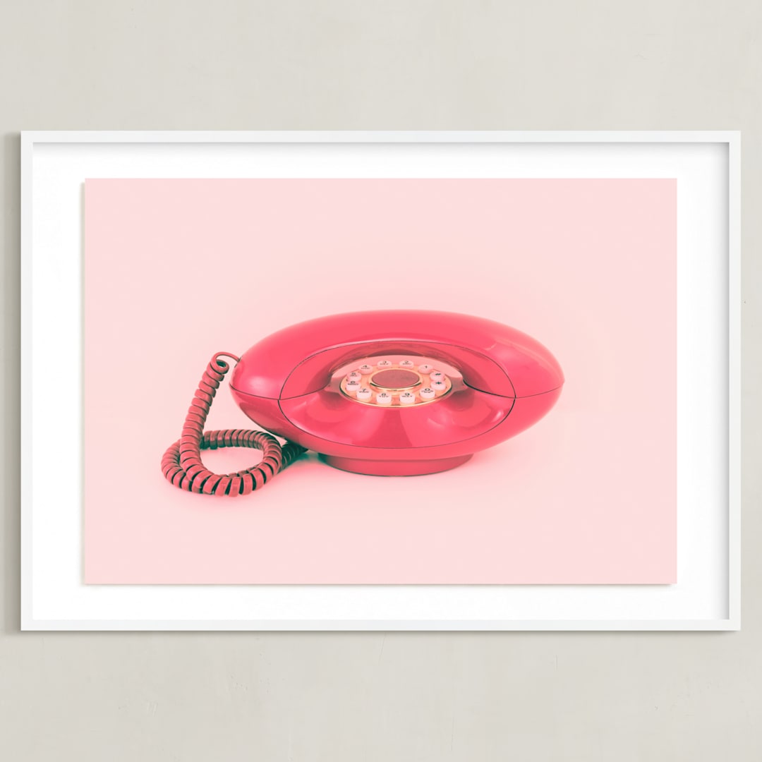 "Call Me Maybe 1" - Art Print in Baby Pink by Deborah Chou - Framed