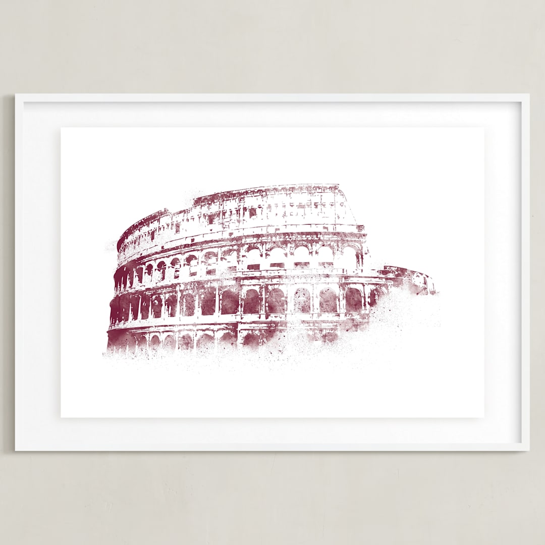 "Colosseum" - Art Print in Merlot by Paul Berthelot - Framed