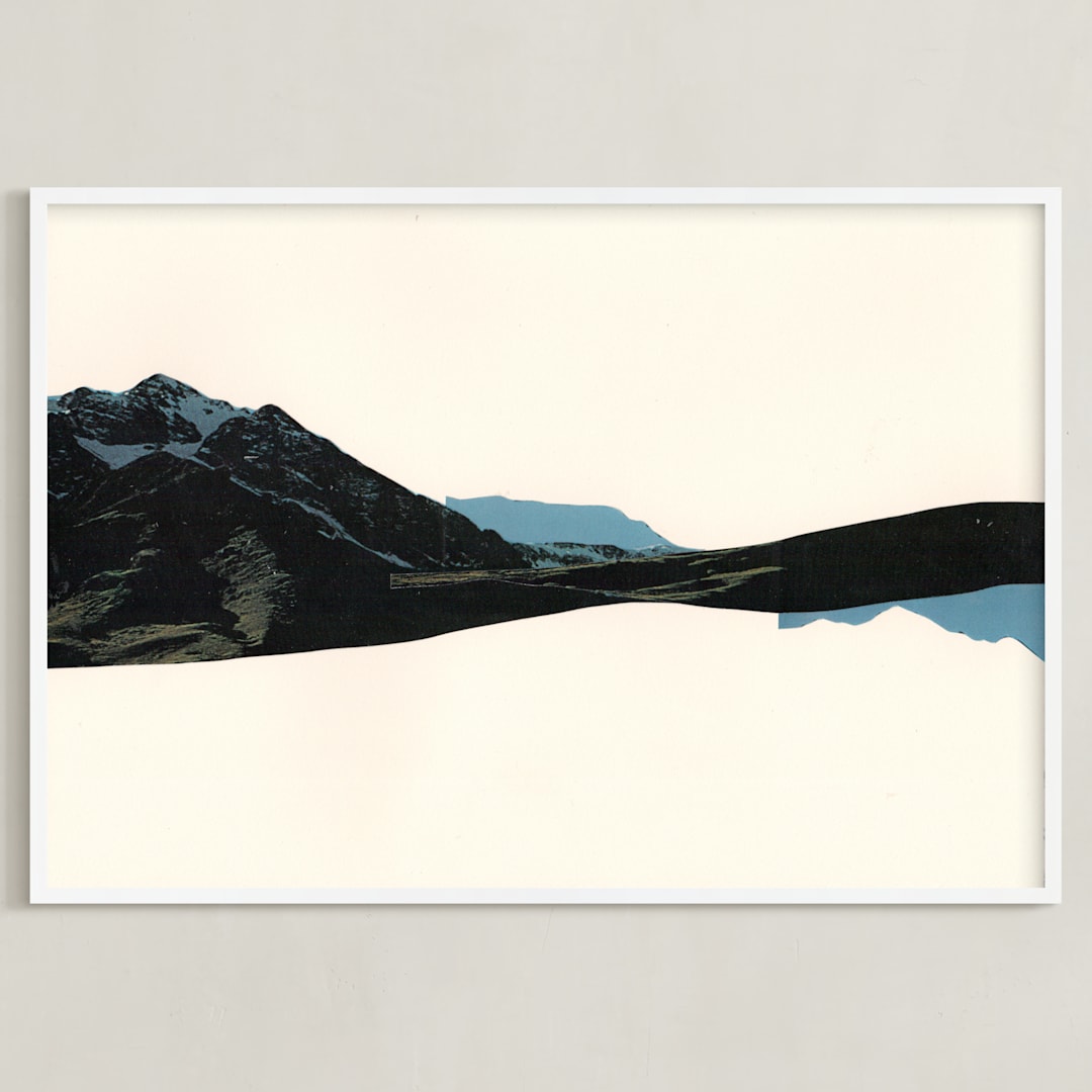 "Spliced Landscape 1" - Art Print in Blue Topaz by Melinda Laszczynski - Framed