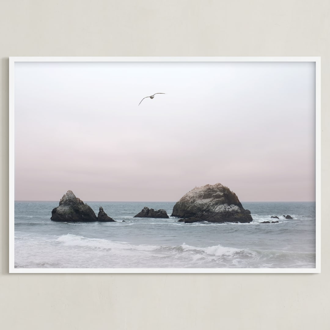 "California Seascape" - Art Print in Pacific Pastel by Wilder California - Framed