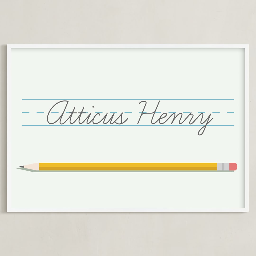"The Write Stuff" - Personalized Art Print in Mint by Sarah Cohn - Framed