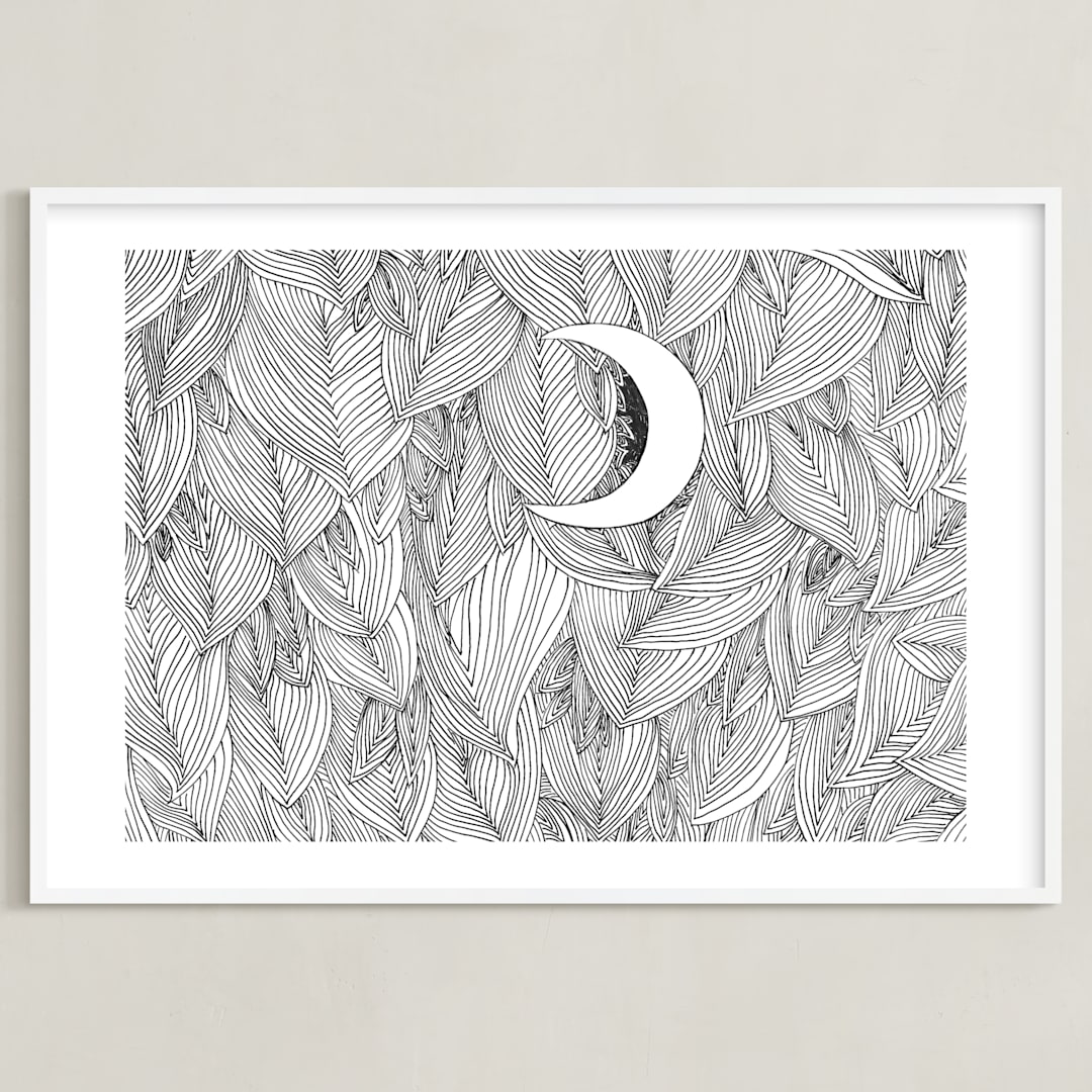 "Peek A Boo" - Art Print in Black & White by Helen H Wu - Framed