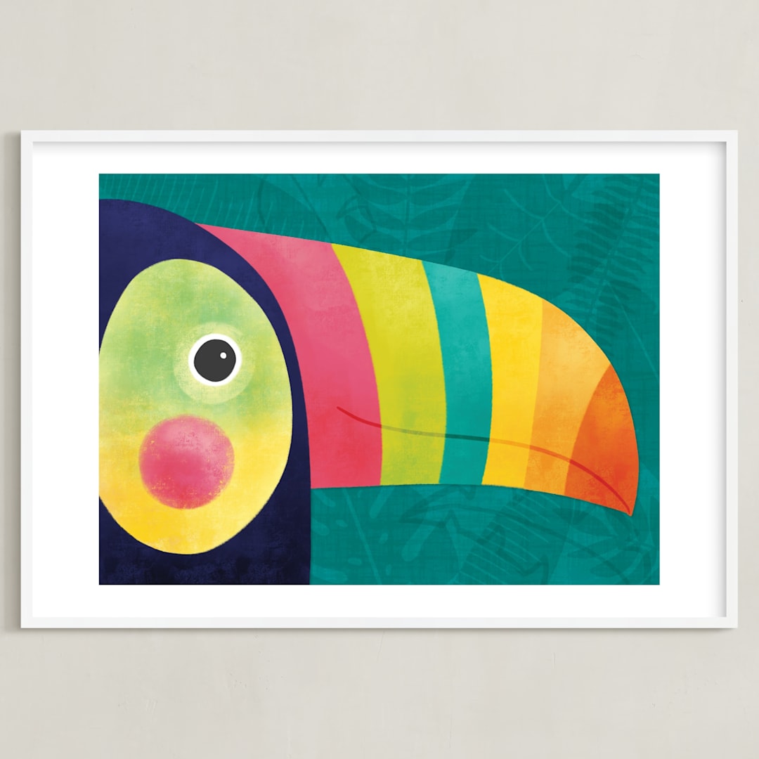 "Here's Looking At You" - Art Print in Toucan Teal by Noonday Design - Framed