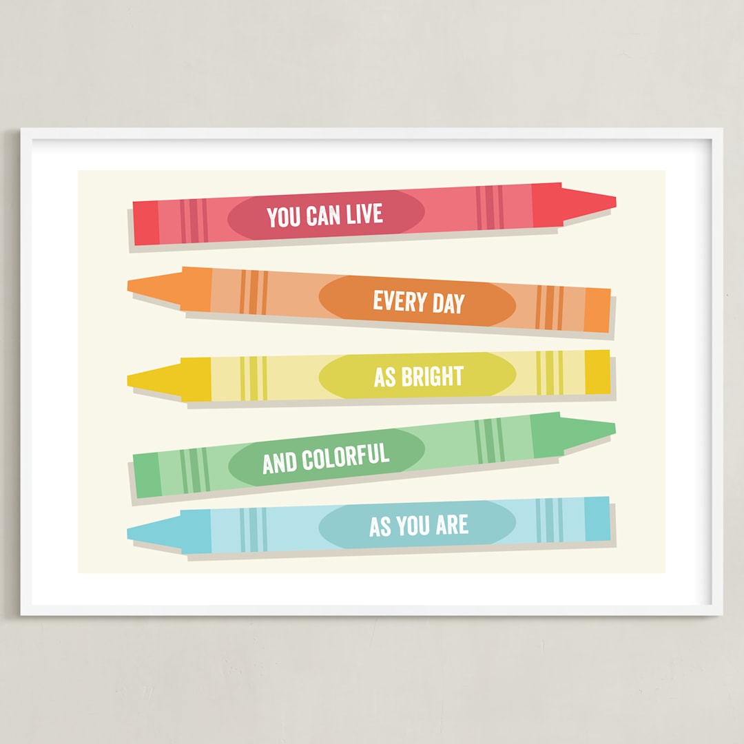 "Colorful Crayons" - Art Print in Rainbow by Sarah Cohn - Framed