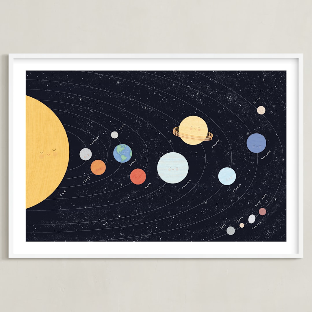 "Our beautiful universe" - Art Print in Navy by Sabrin Deirani - Framed