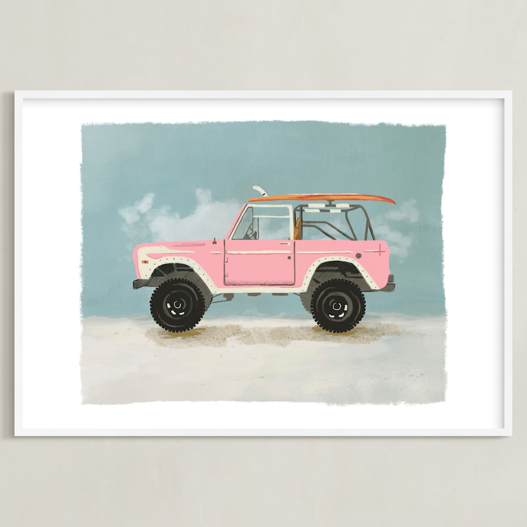 "Surf Pink" - Art Print in Coastal by Erin Kessler - Framed