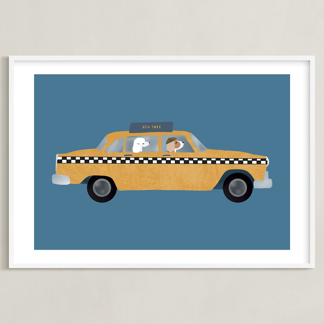 "New York" - Art Print in Taxi by Jenna Holcomb - Framed