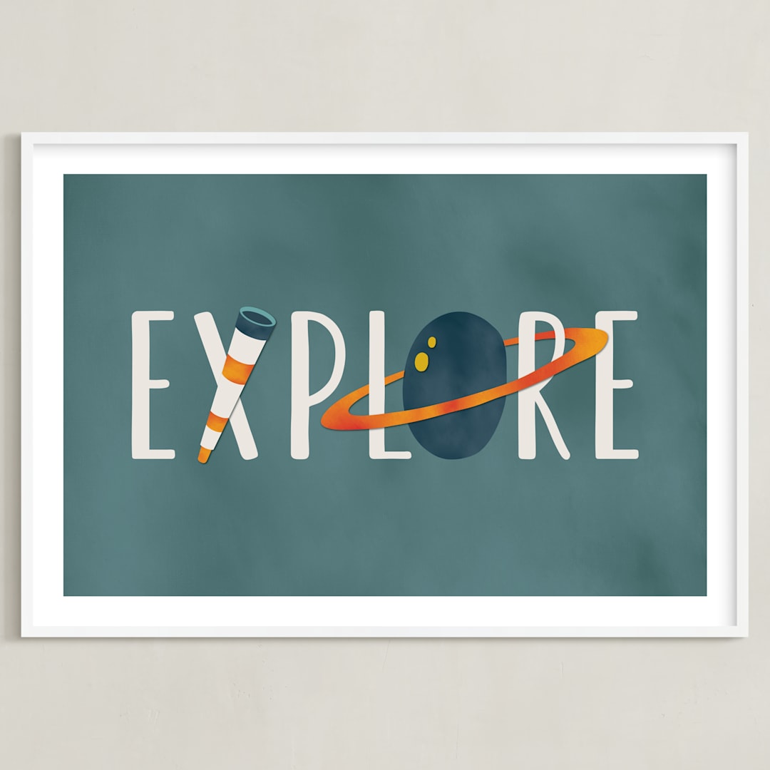 "Space to Explore III" - Art Print in Twilight by Heather Schertzer - Framed