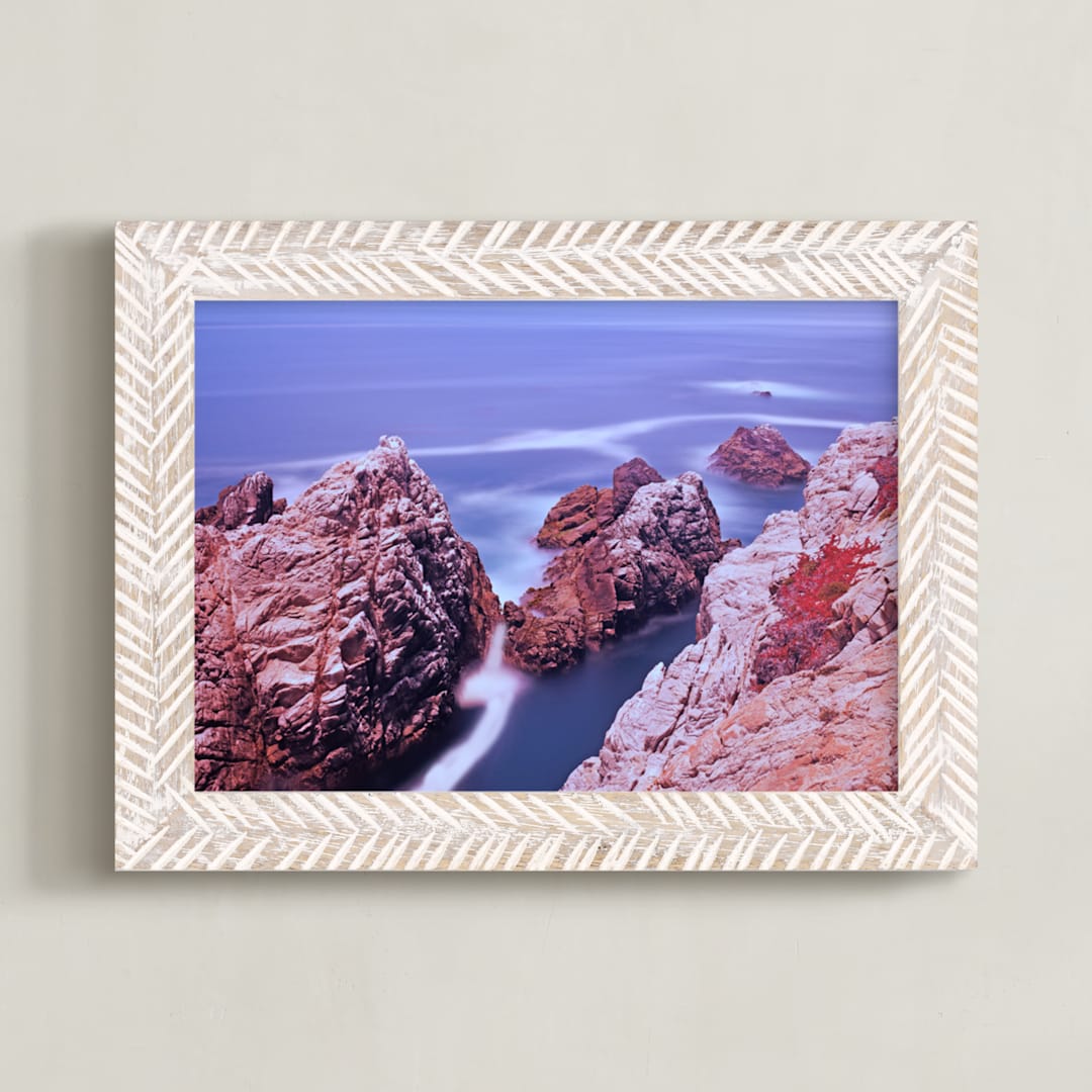 "Ocean meets the land" - Art Print in Ocean blue by NSMARK - Framed
