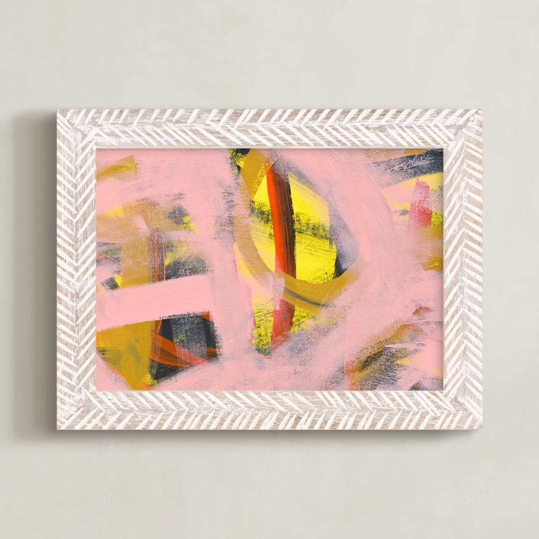 "It's Always Sunny Series 1" - Art Print in Gold and Pink by Angela Simeone - Framed