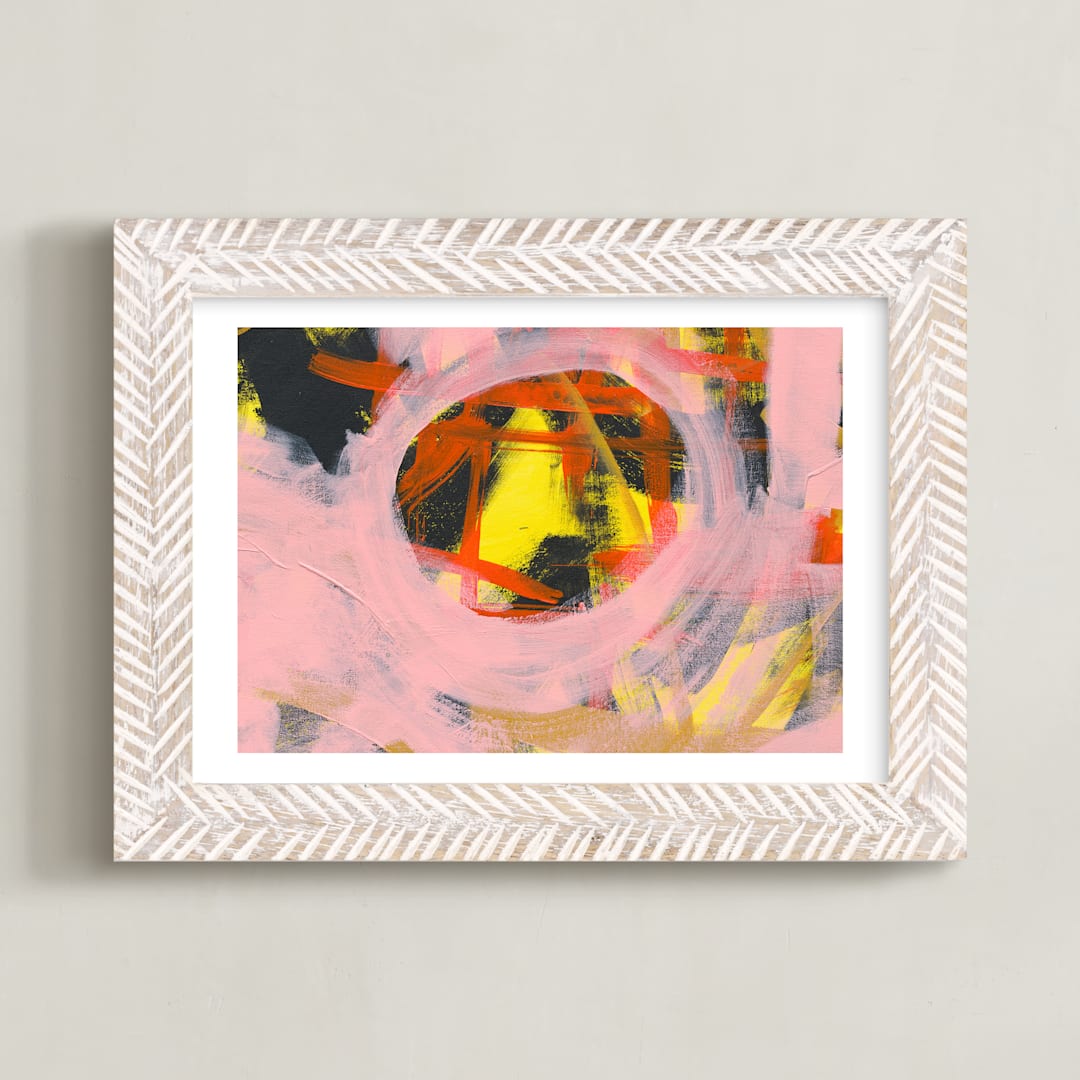 "It's Always Sunny Series 2" - Art Print in Yellow and Pink by Angela Simeone - Framed