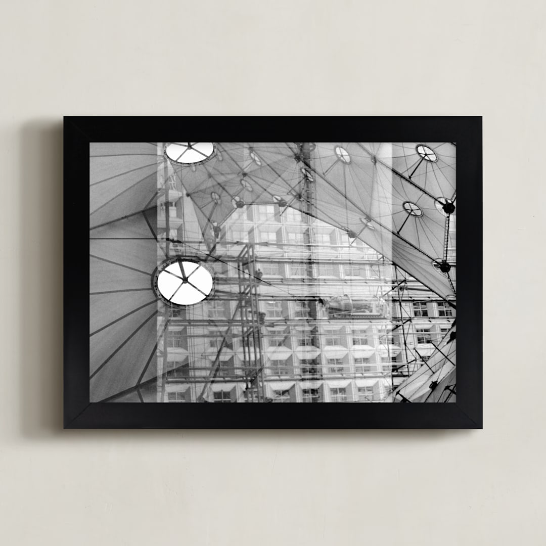 "La Grande Arche Paris_Photo collage" - Art Print in Black & White by katkerrart - Framed