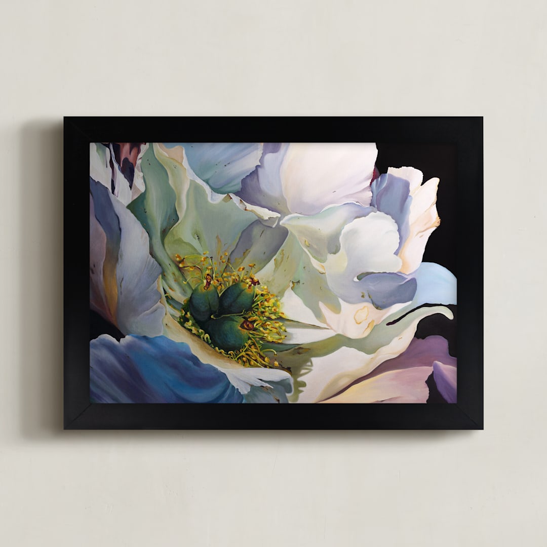 "Opalescence Petal" - Art Print in Black Opalescence by Mandy Trimble Leonard - Framed