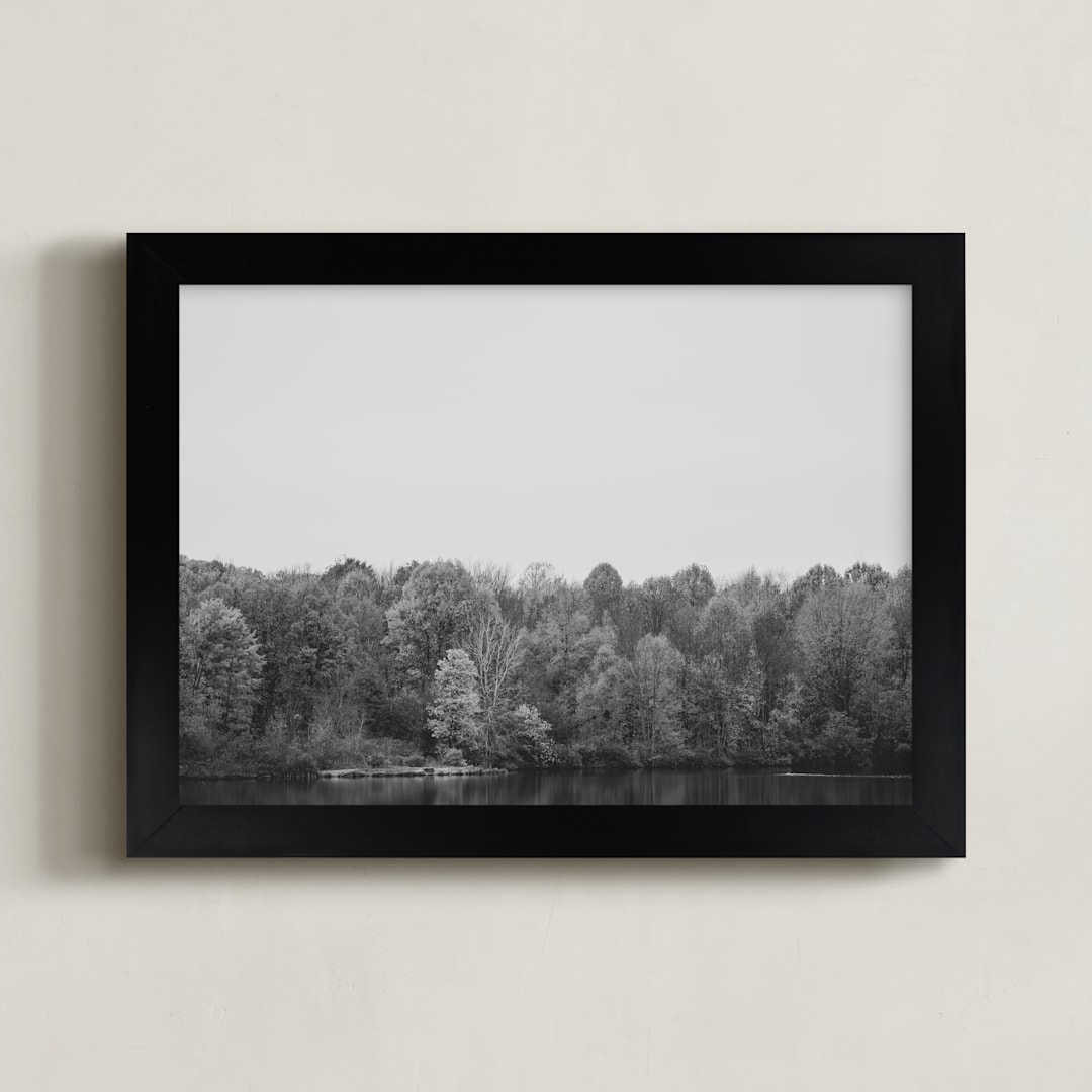 "lake side" - Art Print in Black and white by Robin Ott - Framed
