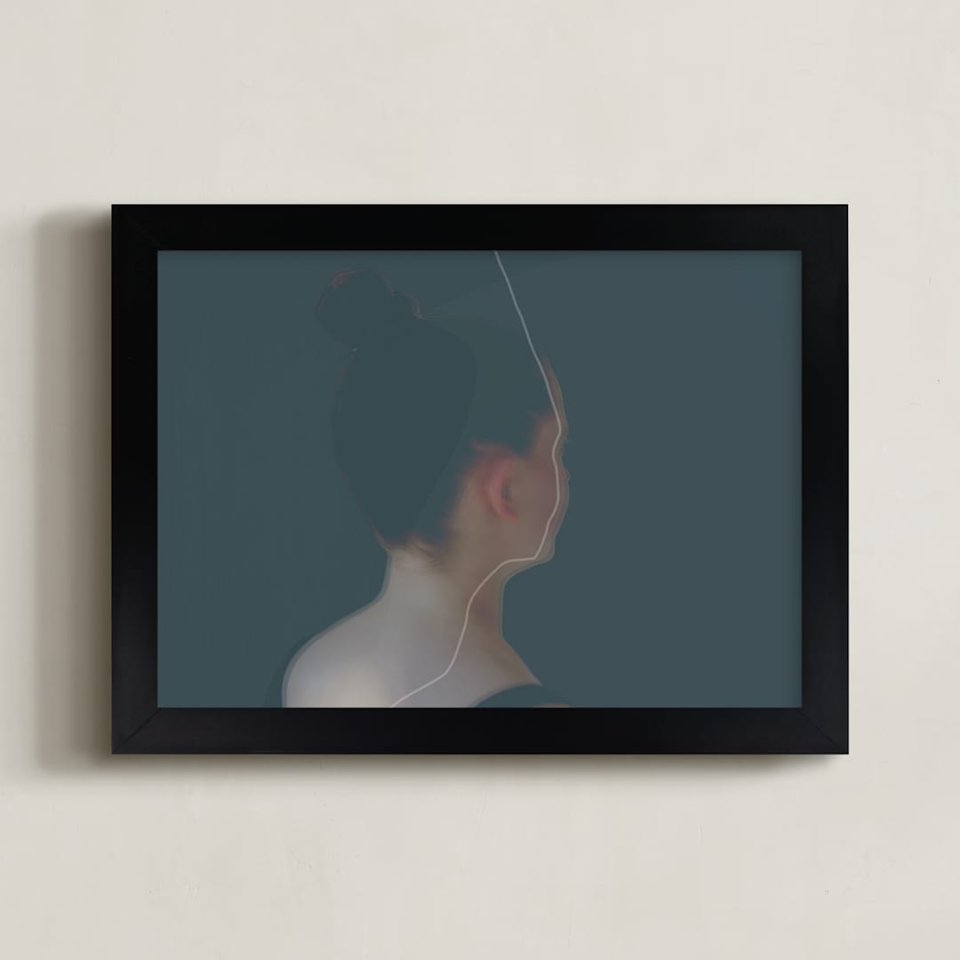 "Poise" - Art Print in Prussian blue by Maja Cunningham - Framed
