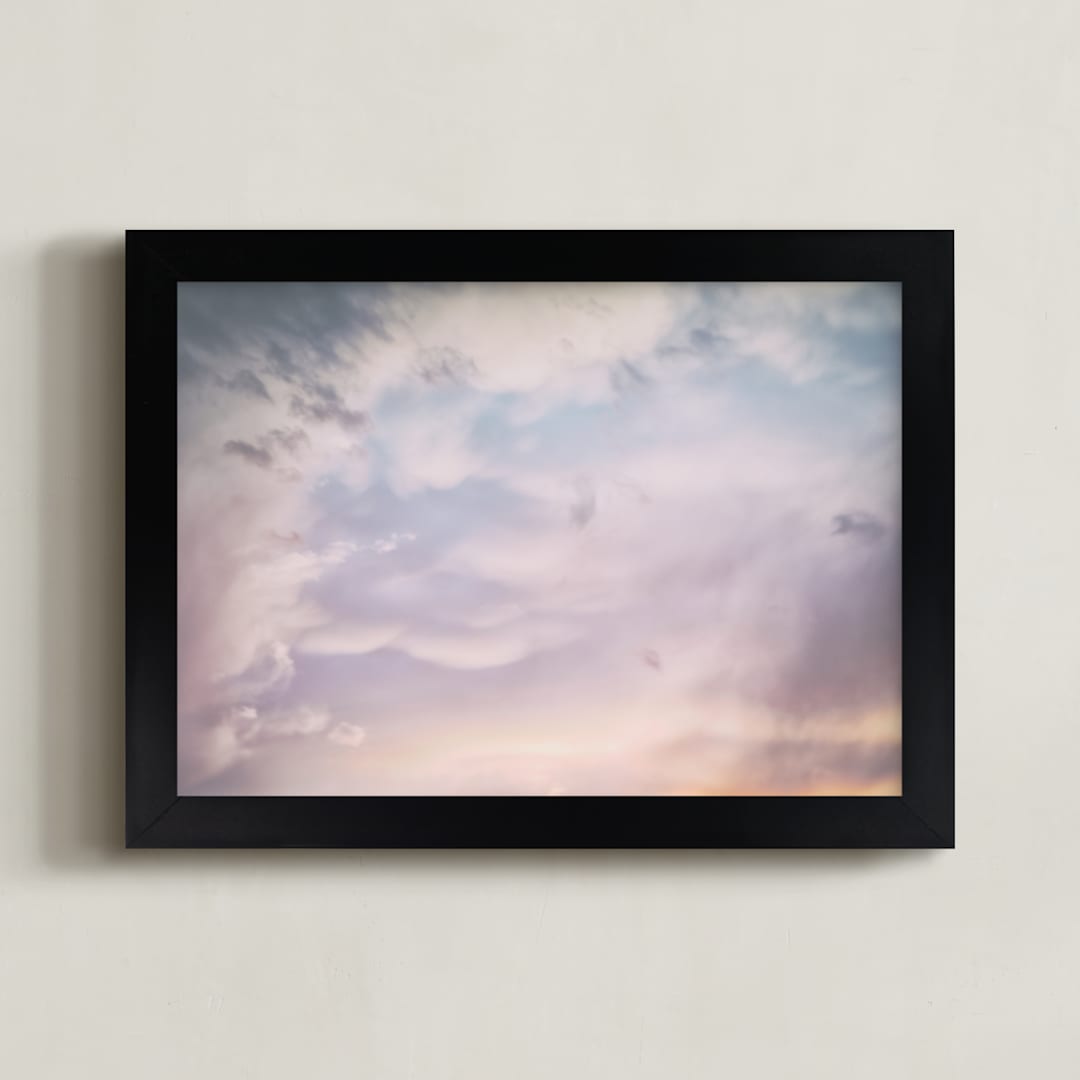 "Dark Clouds at Sunset" - Art Print in Sunset pink by Carol Schiraldi - Framed