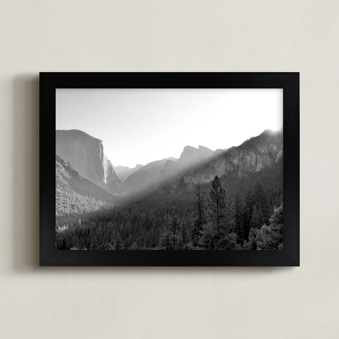 "Yosemite First Rays" - Art Print in Black & White by Sea and Sky - Framed