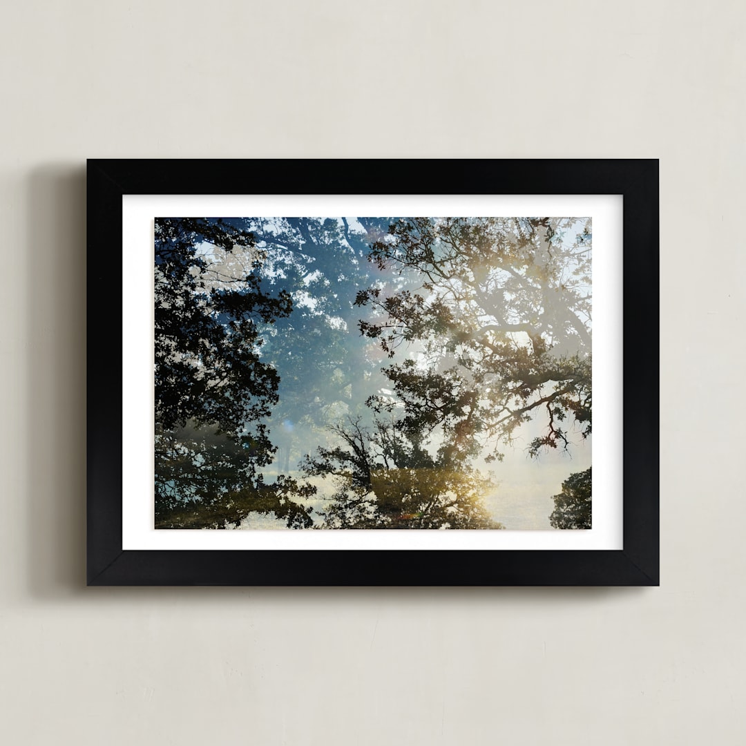 "Double The Oaks" - Art Print in Smalt Blue by Candice Estep - Framed