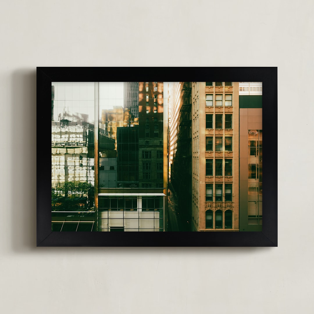 "Chicago Grid" - Art Print in Golden by Ana V. Ramirez - Framed