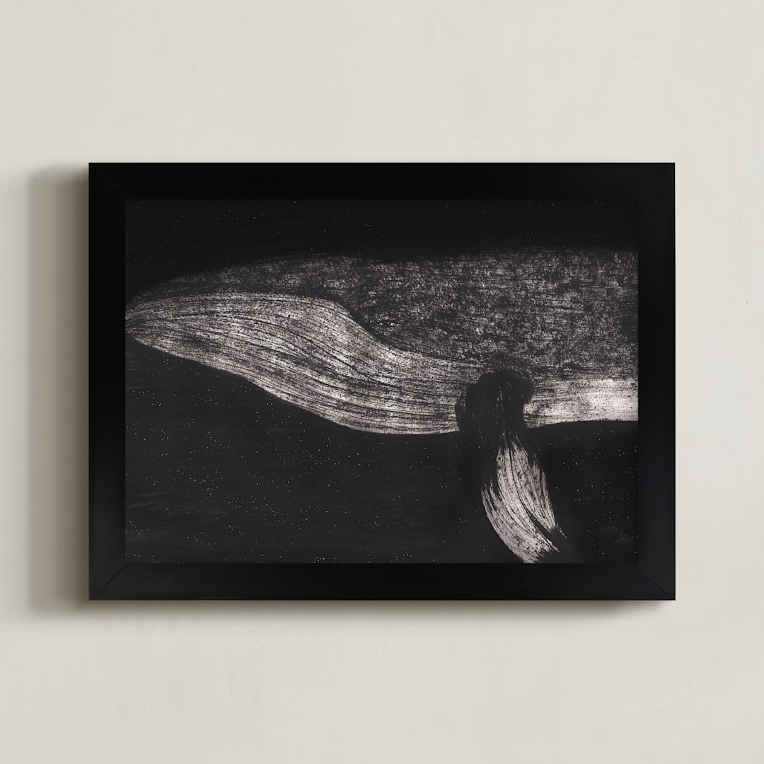 "Majestic Humpback Whale" - Art Print in Deep Sea by Sabrin Deirani - Framed