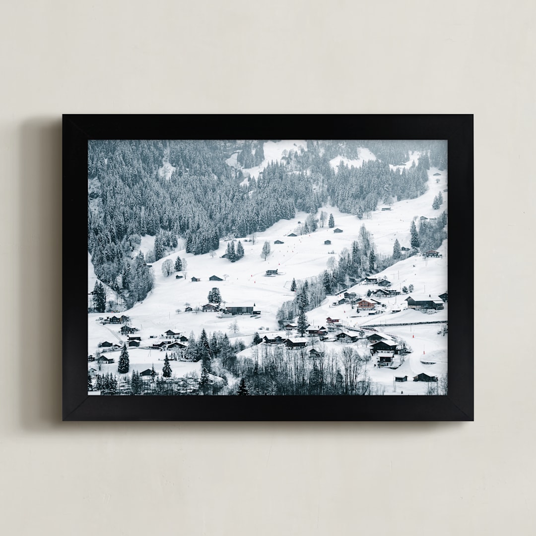"White Blanketed Hills" - Art Print in Snow White by Ying C. - Framed