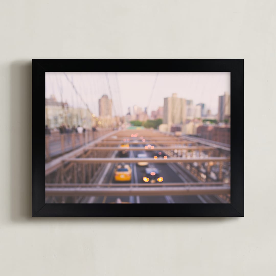 "Brooklyn Bridge Abstract" - Art Print in Blush by Ann Hudec - Framed