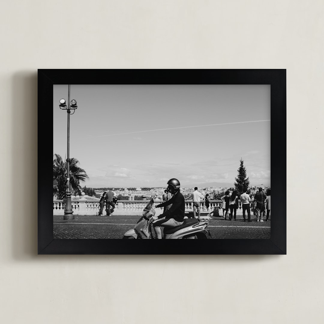 "Rome Vacay" - Art Print in Black and White by Becca Beers - Framed