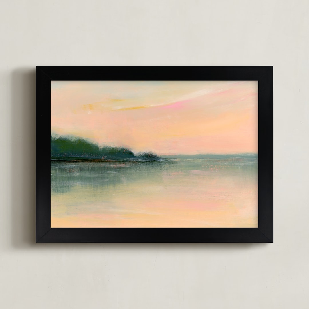 "Quiet Cove" - Art Print in Peach by Lindsay Megahed - Framed