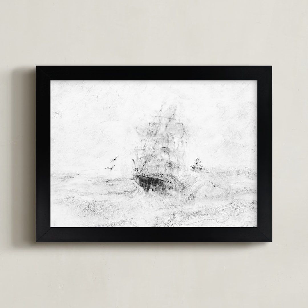 "Seaworthy" - Art Print in charcoal by Ramnik Velji - Framed