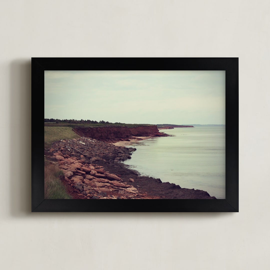 "The Sea Awaits" - Art Print in Seafoam by Gray Star Design - Framed