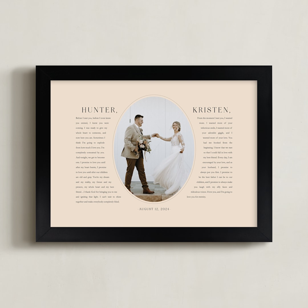 "Our Vows: Framed Photo" - Framed Photo in Blush by Sarah Curry - Framed