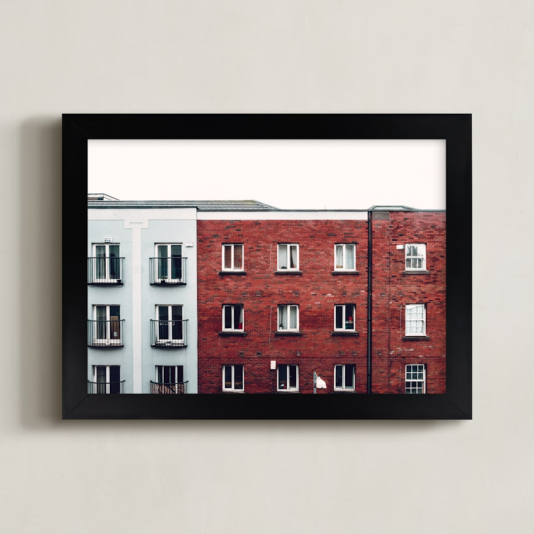 "Windows of Dublin" - Art Print in Red Brick by Monday Project - Framed
