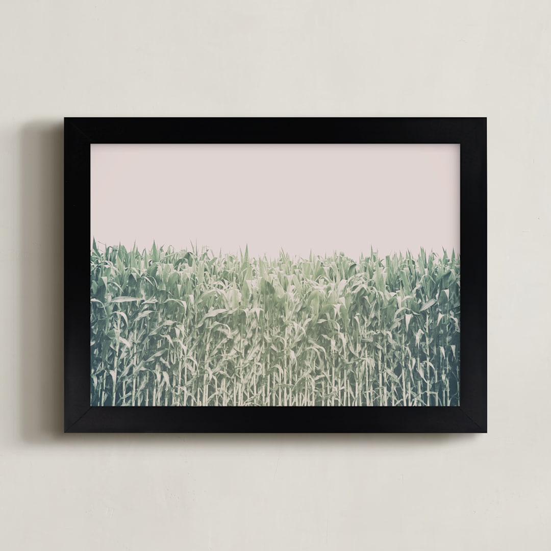 "Corn Field" - Art Print in muted green by Alexis Arnold - Framed